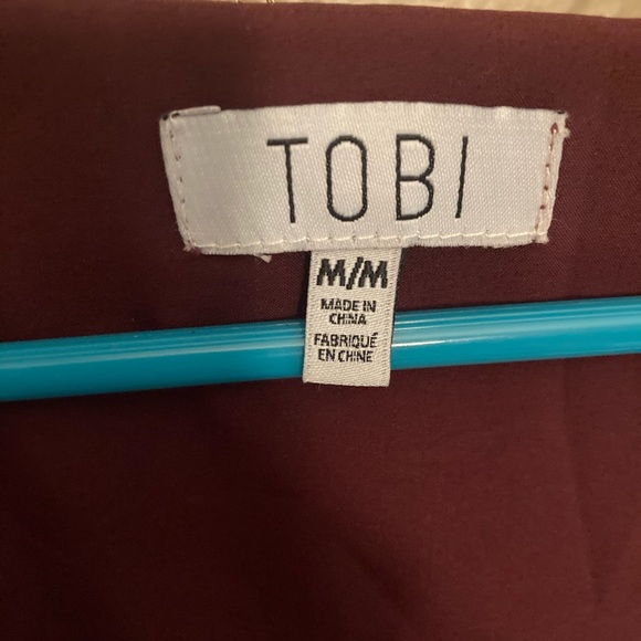 Tobi Deep Purple /Burgundy Babydoll Bell Sleeve Lace Up Neck Mini Dress, Medium - Picture 2 of 3